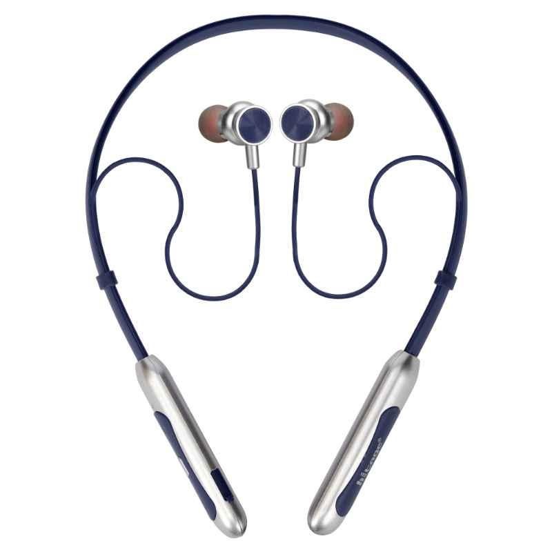 Hitage Fluorescent Blue Bluetooth Neckband Earphone with 30hr Music Time, NBT-5658