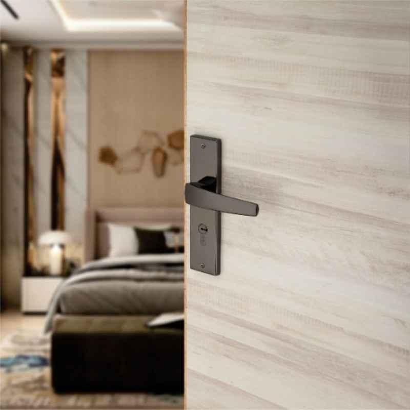 Plus Point Lexus 2 Pcs 58mm BN Finish Brass Mortise Door Handle Set with Stainless Steel Plate