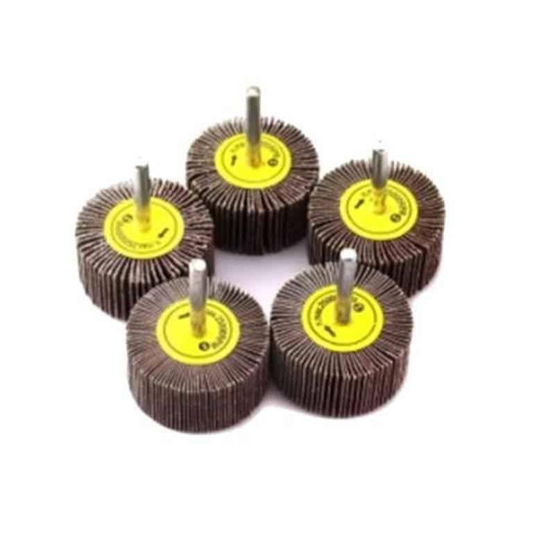 GSK Corporation 5 Pcs 50x25x6mm 120 Grit Grinding Flap Wheel Set with Shank