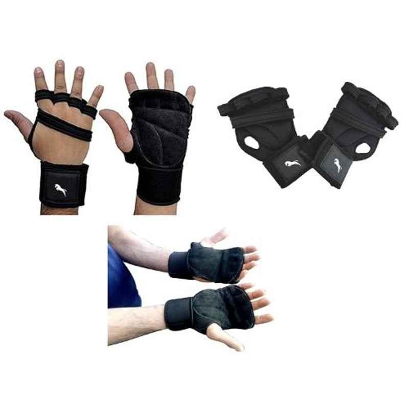 Just Rider Black Weight Lifting CrossFit Workout Hand Gloves for Men & Women