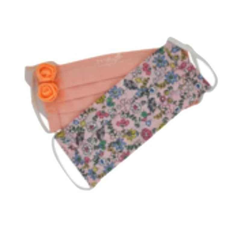 Ivillage 2 Pcs xxlarge Pink Cotton Fabric Face Mask for Kids Set, Mask02S_Set1 (Pack of 100)