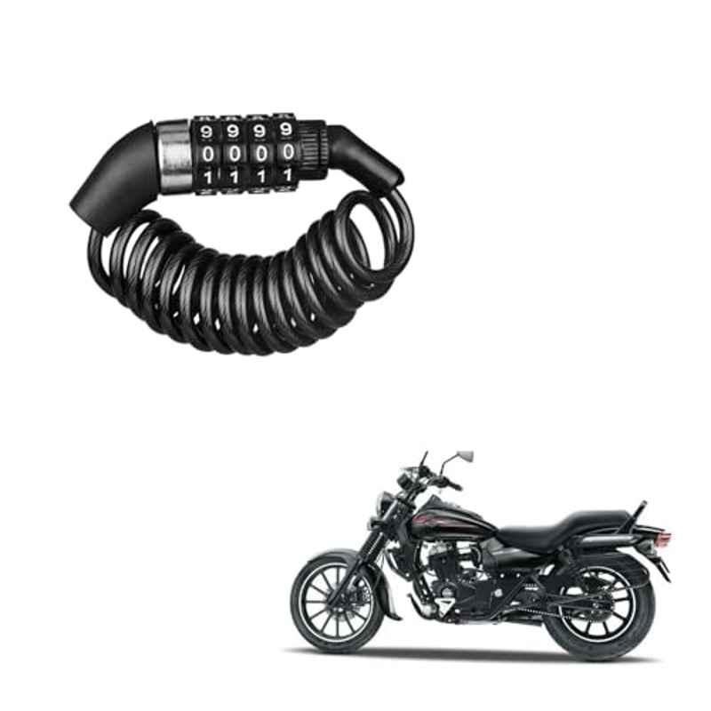 Kozdiko Plastic Black Resettable Password Multi-Use Cable Lock for Bajaj Avenger Street 160