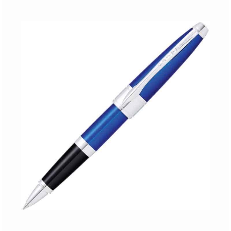 Cross Apogee Black Ink Translucent Blue Lacquer Finish Roller Ball Pen, AT0125-20