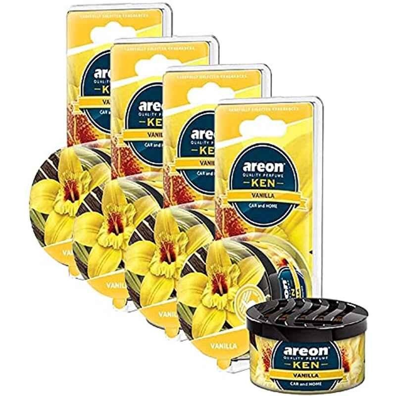 Areon AKB12-4 Vanilla Liquid Car Air Freshener (Pack of 4)