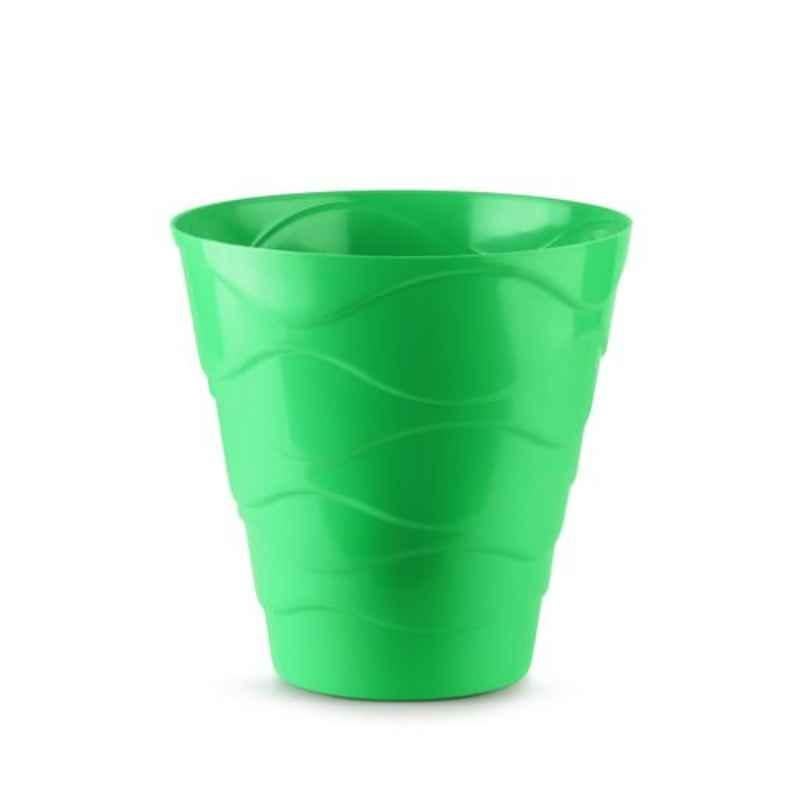 Blume Swirl 8 inch Green Plastic Round Flower Pot, MC-SL-GR-1