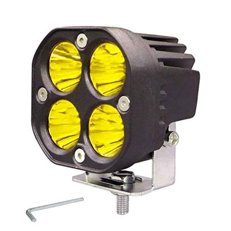 AllExtreme Ex40Yl1 4 Led Fog Light Super Bright Spot Flood Beam Driving Lamp For Motorcycle Cars Bikes & Suv (40W, Yellow Light)