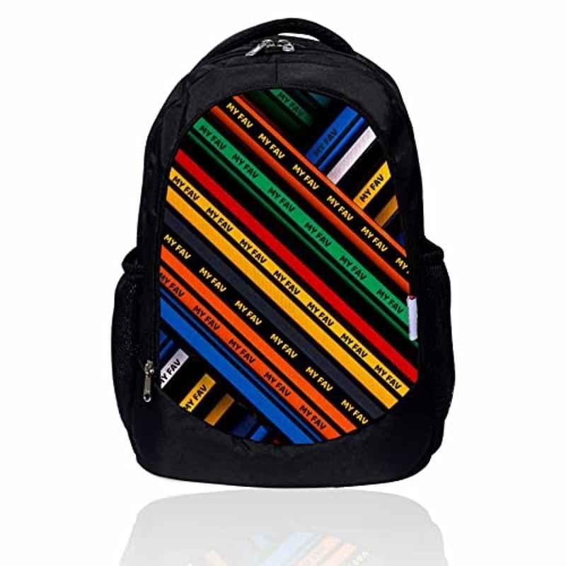 My Fav 30L Polyester Black Printed Laptop Backpack, MFB0091