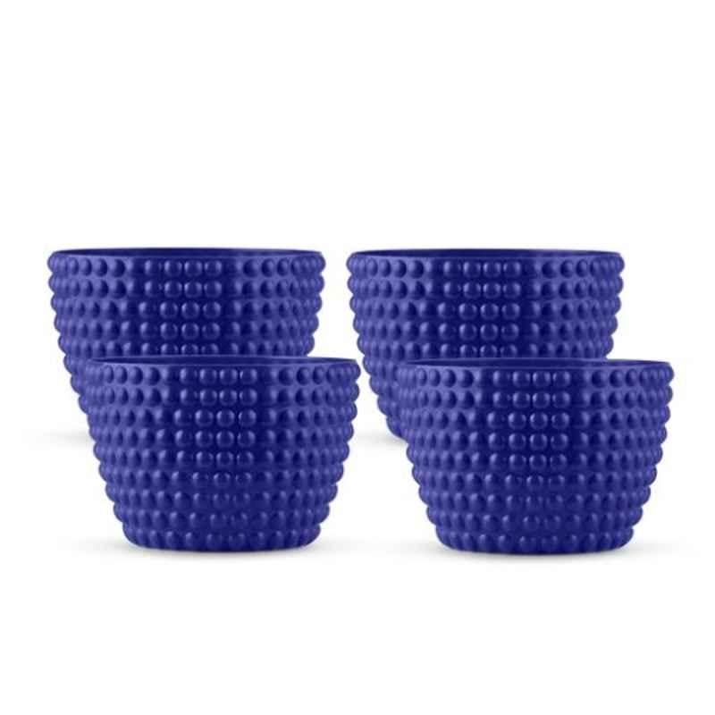 Blume 4.5 inch Royal Blue Plastic Polka Dot Round Flower Pot, EB-PD-RB-2 (Pack of 4)