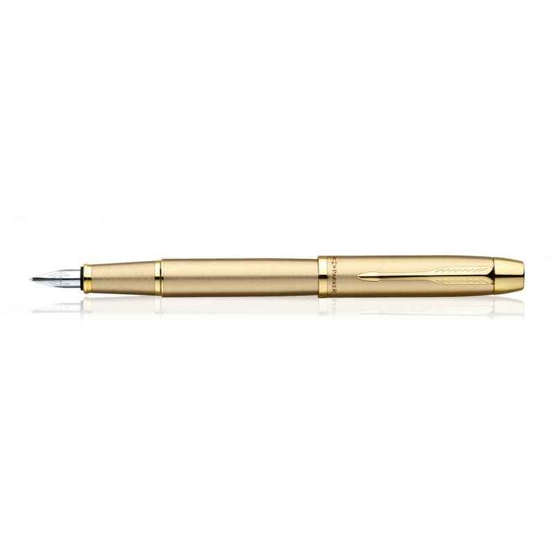 Parker Im Gold Brushed Metal Fine Nib GT Fountain Pen, 9000013236