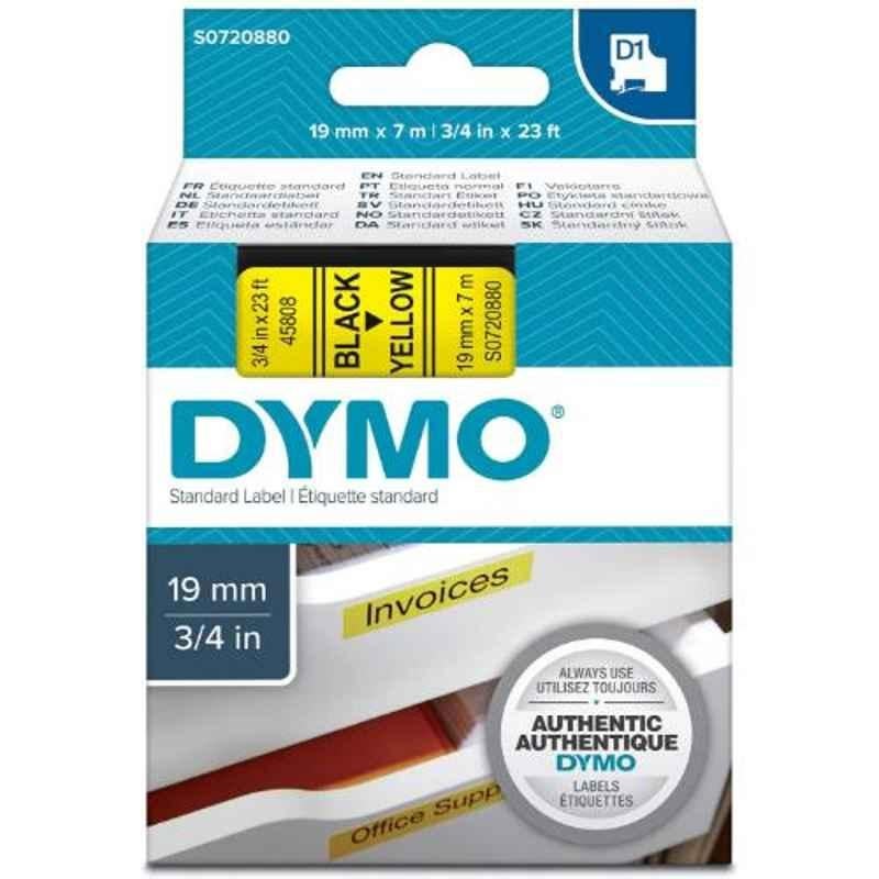 Dymo S0720880 19mmx7m Black Print on Yellow D1 Tape