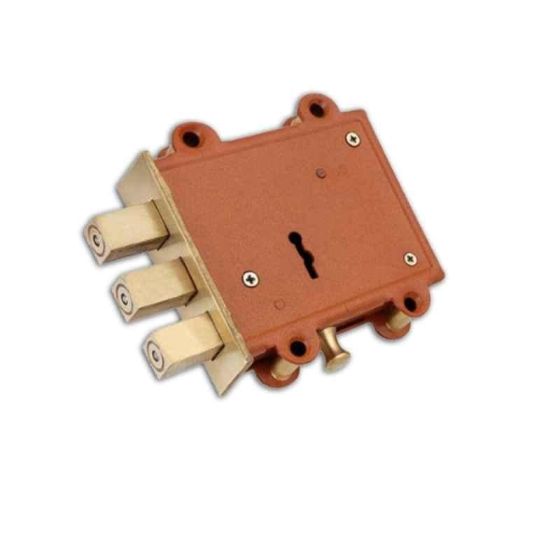 Smart Shophar 4 inch Brass & Steel Brown & Gold Delux Dead Lock, 54454-BDLD-04 (Pack of 5)