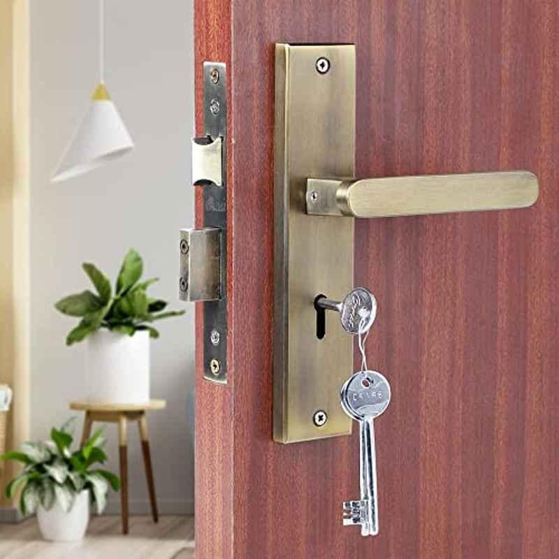 Saze 8 inch Stainless Steel 304 Matt Antique Finish KY Plate Mortise Door Lock Handle Set, LB-304