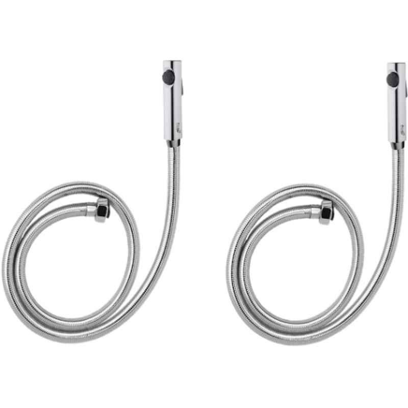Prestige Snowbell Brass Chrome Finish Health Faucet with 1.5m Flexible PVC Tube & Wall Hook (Pack of 2)