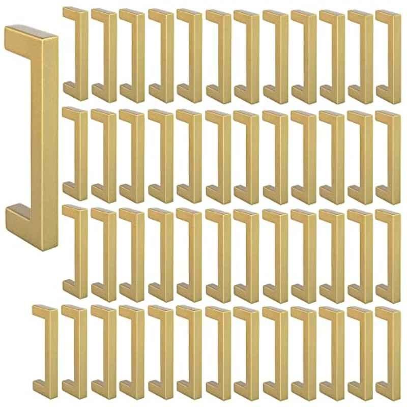 Screwtight 3.5 inch Zinc Gold Modern Square Cabinet Handles, PL02-GOLD-050 (Pack of 50)