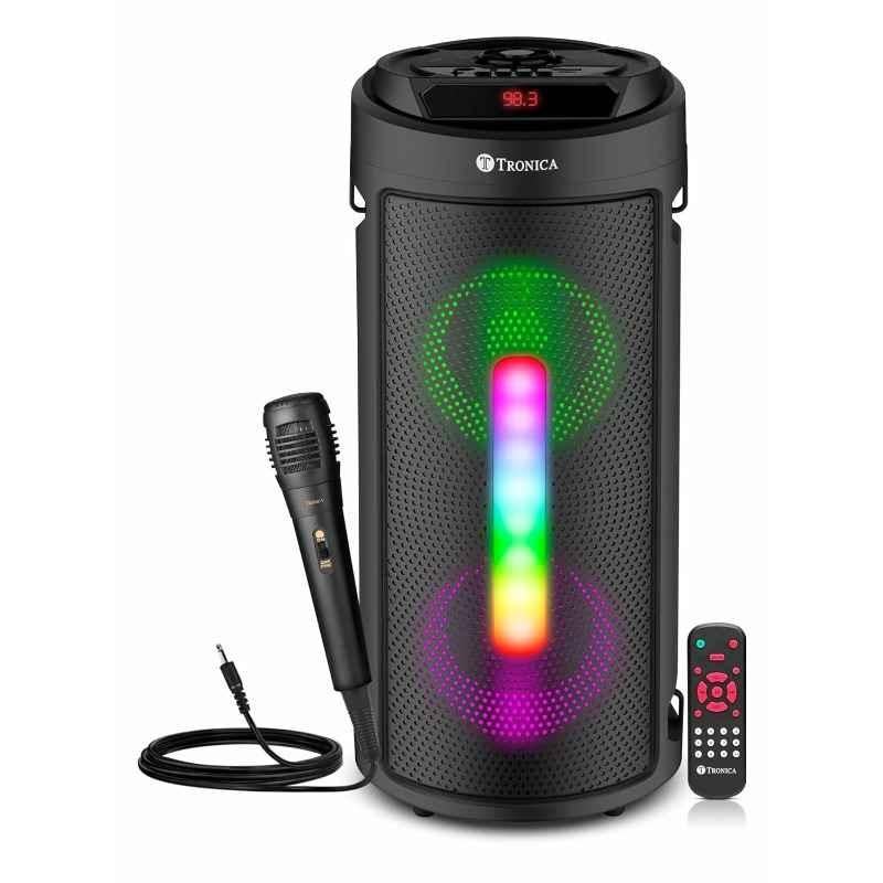 Tronica Cyclone 40W 4 inch Double Woofer Bluetooth Party Speaker with Wired Mic for Karaoke
