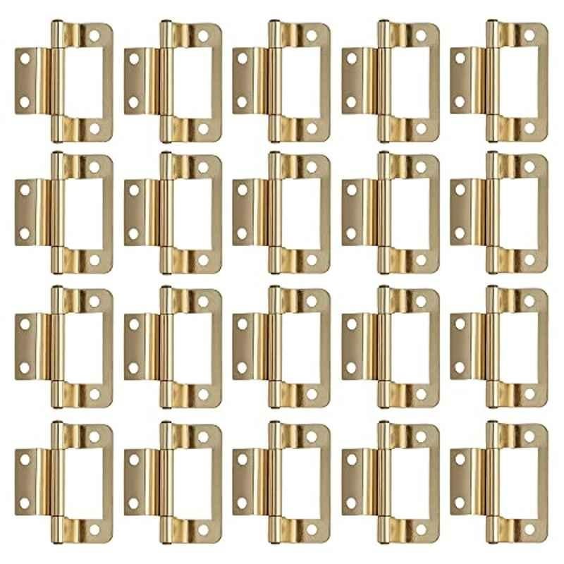 Screwtight 2 inch Iron Brass Plated Finish Double Cranked Flush Hinge, S171301EB-20 (Pack of 20)