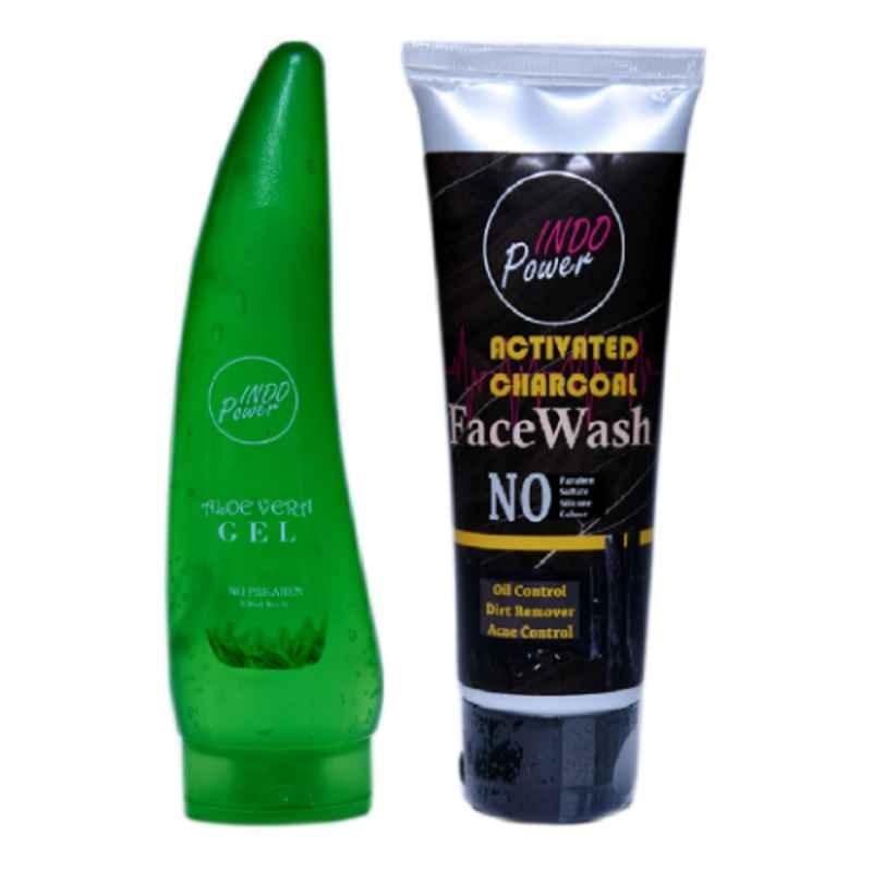 Indopower DD278 150ml Aloe Vera gel with 100g Activated Charcoal Facewash Combo Pack