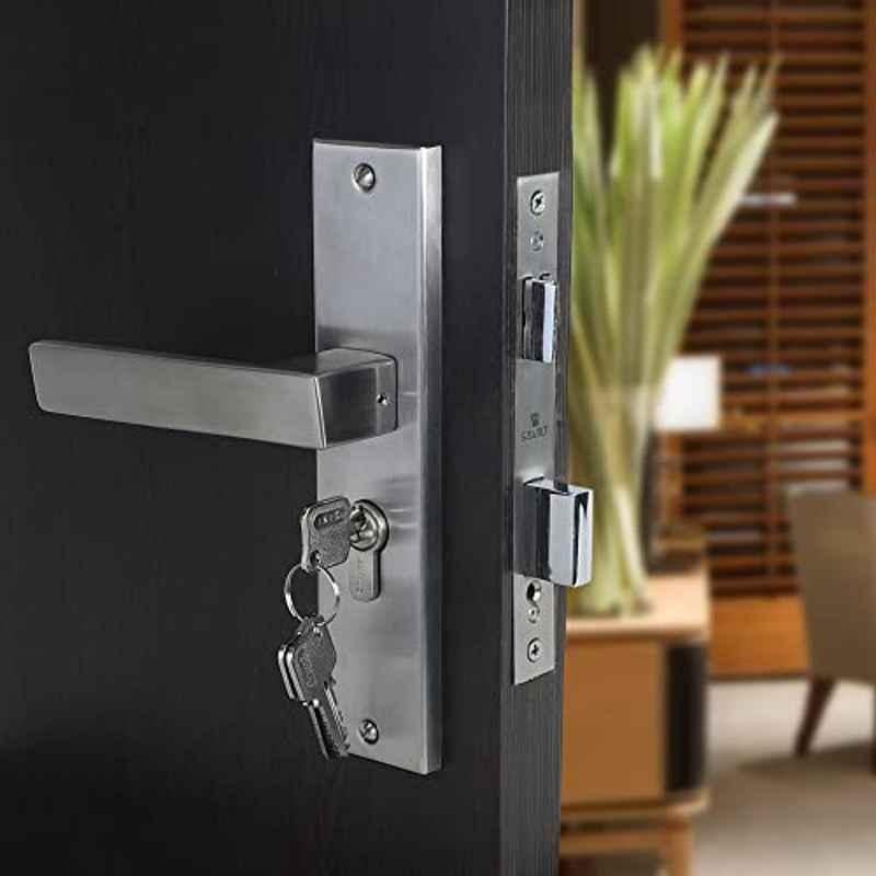 Voltizi 8 inch Stainless Steel 304 Cylindrical Plate Mortise Door Lock Handle Set with 3 Keys, LB10003-BSK