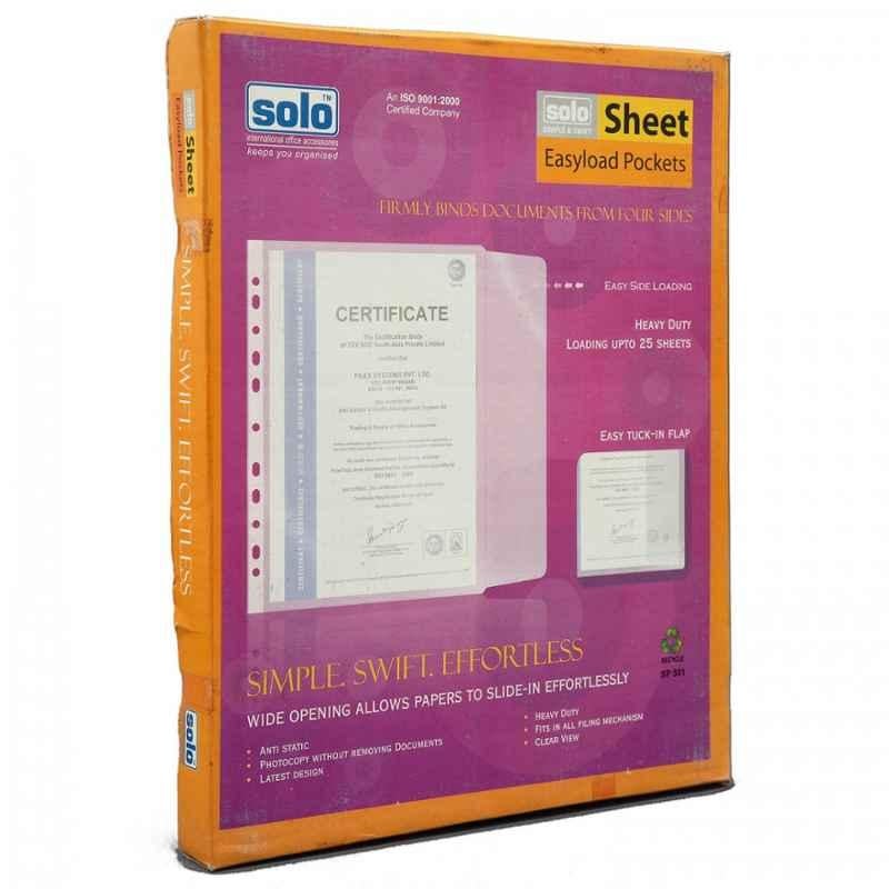 Solo A4 Transparent Easyload Sheet Protector with 4 Side Closure, SP 501 (Pack of 600)
