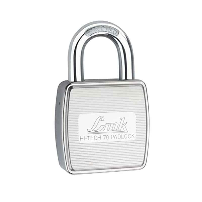 Link 70mm Hi-Tech Stainless Steel Silver Pad Lock with 3 Keys & Free Key Hanger