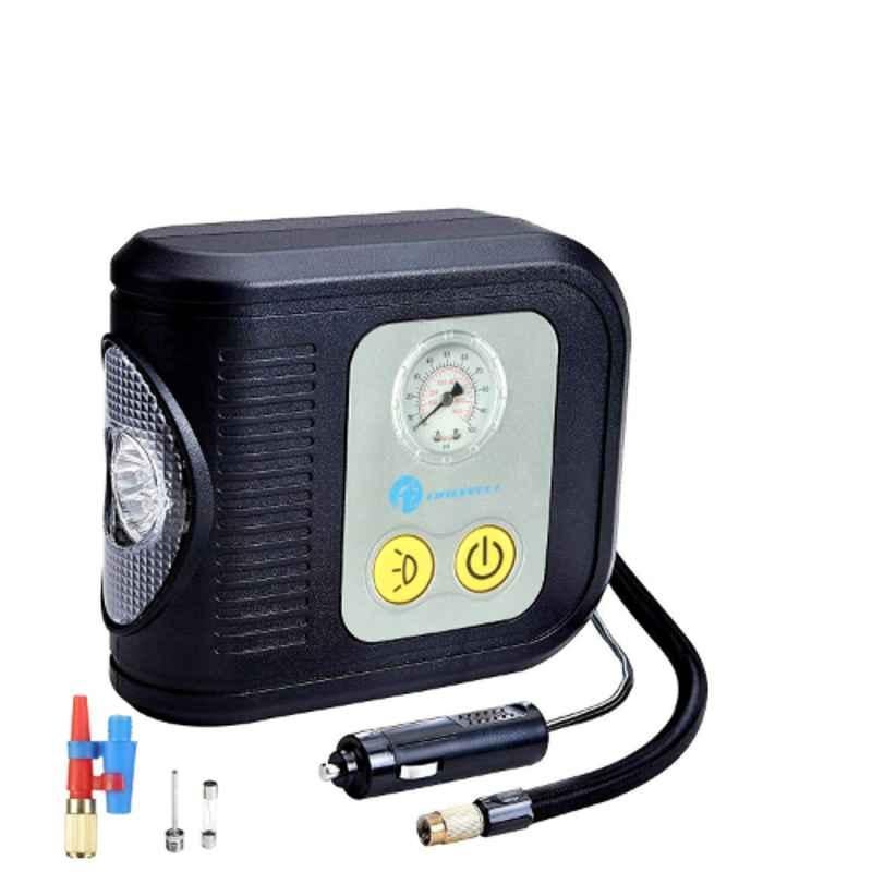 Tirewell TW-7002 100 PSI Portable Tyre Inflator with Dial Gauge, Analog Tire Air Compressor Pump with LED Light and 3 Different Nozzles for Car, Bike, RV, SUV & ATV 12V