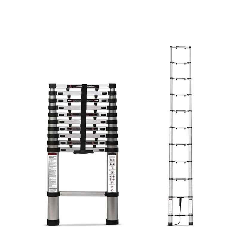 Corvids 150kg 11 Steps Aluminium Silver Foldable Telescopic Ladder, CALT-FP44