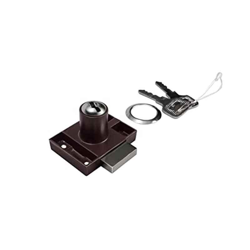 Screwtight 47x35mm Iron Brown Cabinet Lock with 2 Keys (Pack of 2)