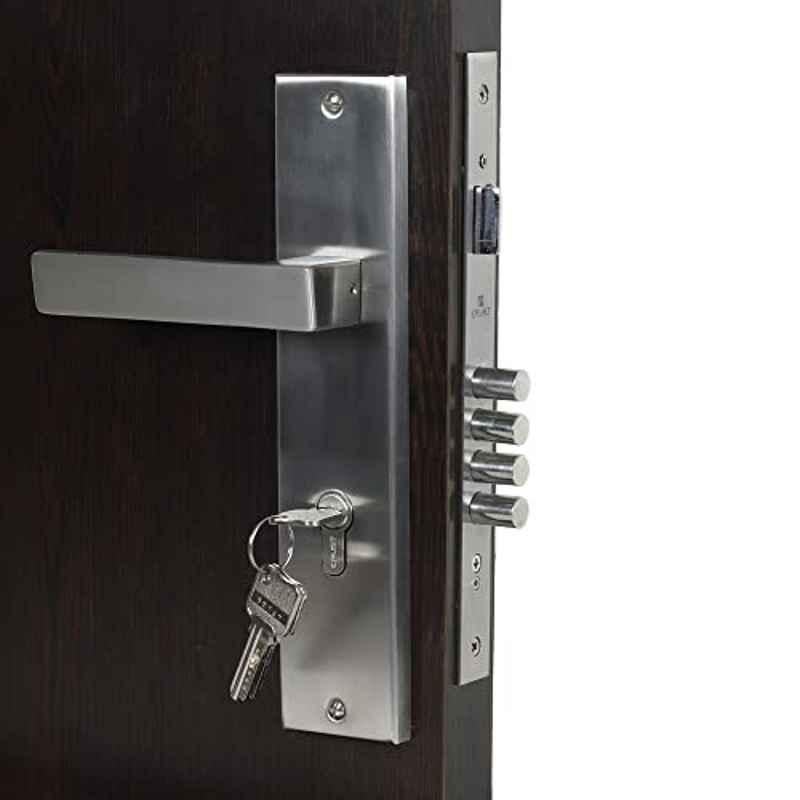Homexpert LB10003 10 inch 60mm Stainless Steel Silver Cylindrical Plate Both Side Key Mortise Door Lock Set