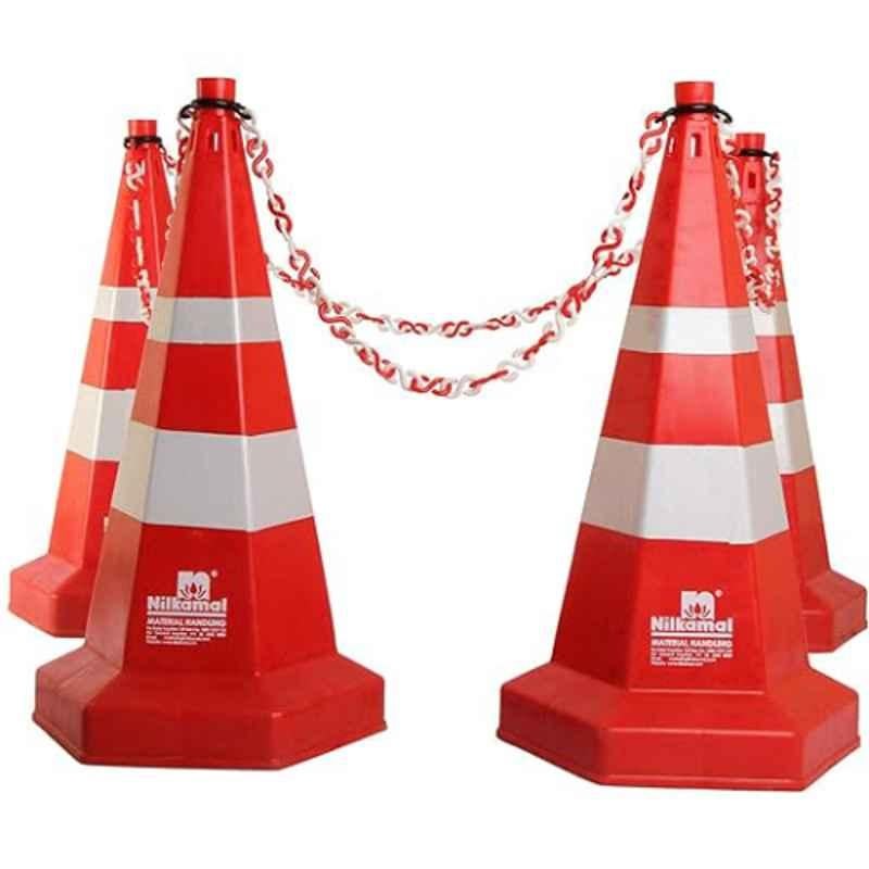 Nilkamal 750mm Red Road Traffic Safety Cone with 6m Chain & Hook (Pack of 6)