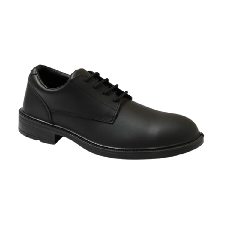 Blacksteel ES 01 Leather Steel Toe Black Work Safety Shoes, Size: 7