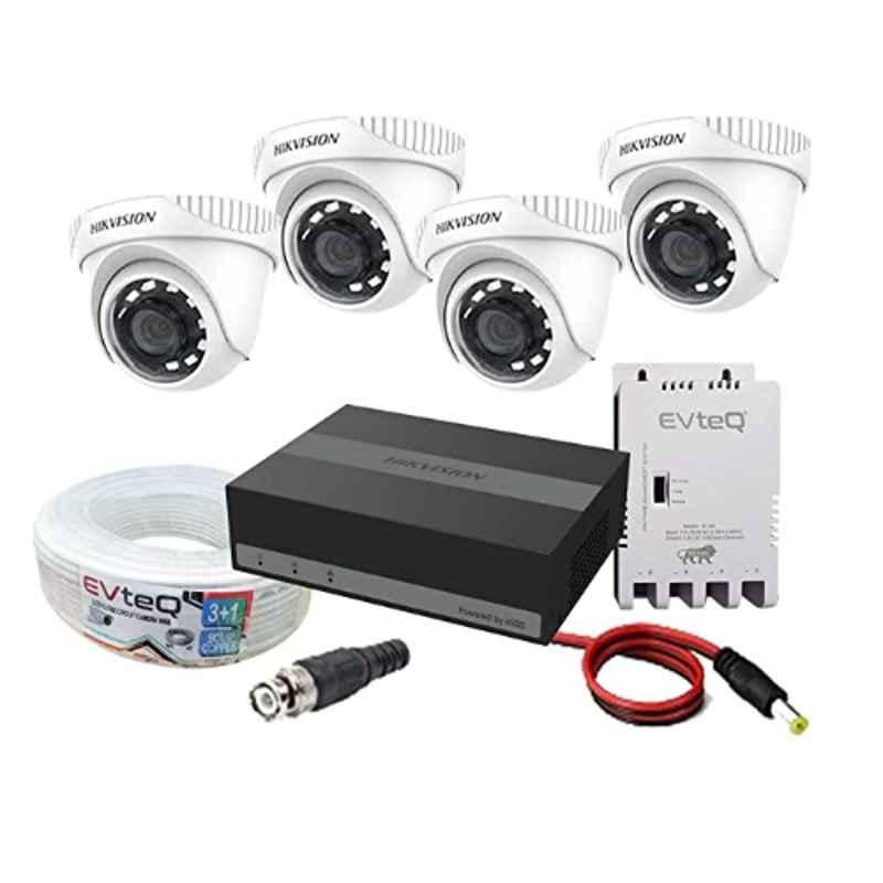 Hikvision EVteQ 1MP 4 Dome & 4 Channel 300GB Embedded Storage SSD DVR CCTV Camera Combo Kit, SK1MP4D