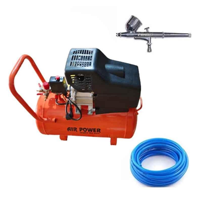 Air Power 1HP 30L Oil Free Air Compressor with Copper Winding Motor, Spray Gun, PU Pipe & Fittings Set, AC30DC-AB19