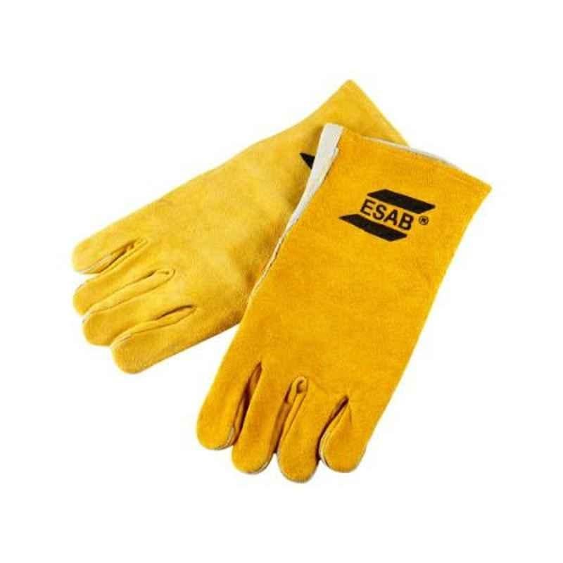 ESAB Yellow Split Leather Welding Hand Gloves, Size: L (Pack of 80)