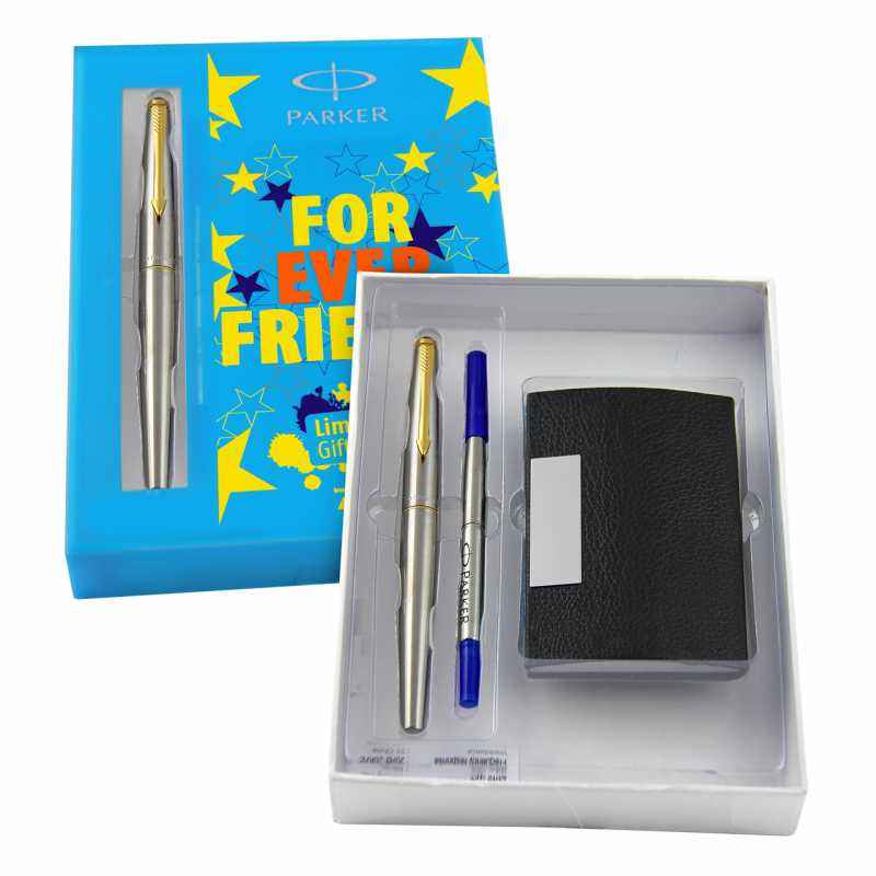 Parker Galaxy SS GT Roller Ball Pen with Free Card Holder, 9000023583