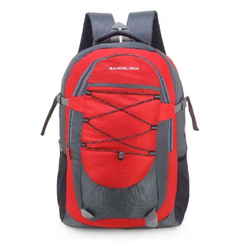 Barcelona 45L Polyester Red Travel Backpack with Laptop Compartment