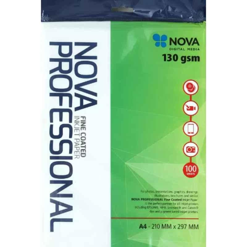 NOVA A4 130 GSM Fine Coated Glossy Unruled Inkjet White Paper