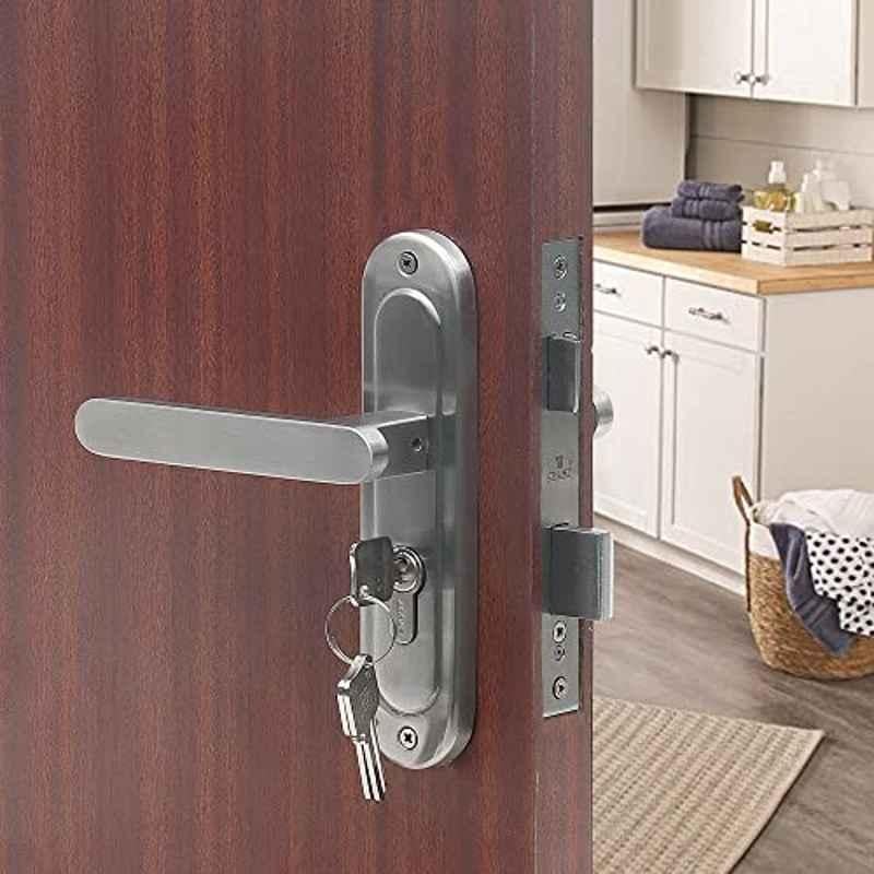 Saze Stainless Steel Matt Finish Cylinder Plate Both Side Key Mortise Door Lock Set with 3 Keys, LB-304