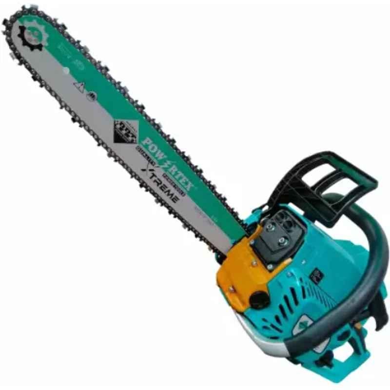 Powertex Xtreme 74cc 18 inch Green Petrol (Gasoline) Fuel Chainsaw without Battery, PPT-GCS-18-C