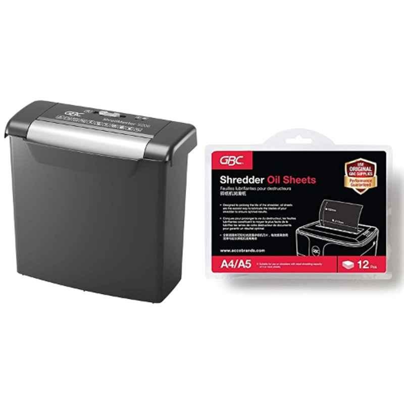 GBC ShredMaster S206 Straight Cut Shredder with 12 Pcs A5 Shredder Oil Sheets, G2104568EU