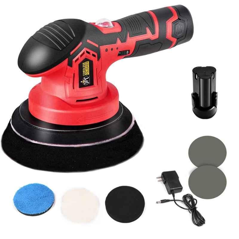 JPT 12V Rechargeable Cordless Dual Action Random Orbit Polisher with Polishing Pads