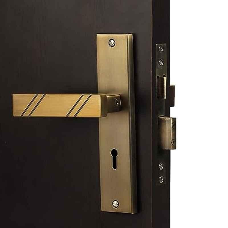 Handle Waala Altis 60mm Stainless Steel Antique Brass Finish 6 Lever Heavy Duty Mortise Door Lock Set