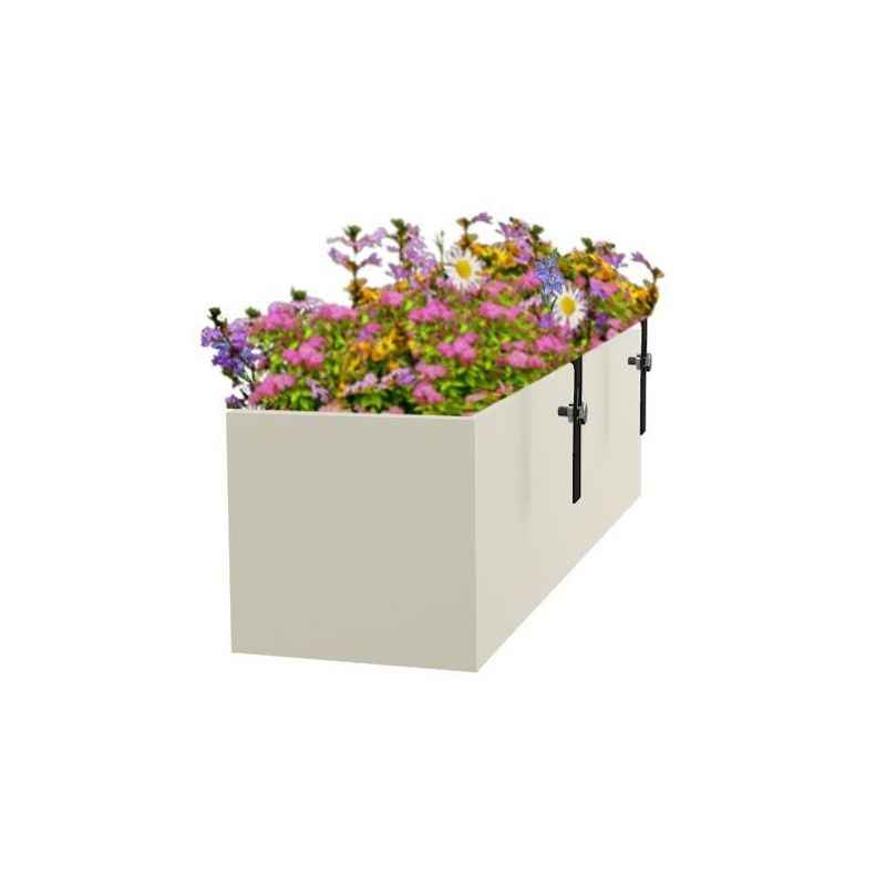 Yuccabe Italia 24 Inch Cream White Box Tray Railing Hanging Planter