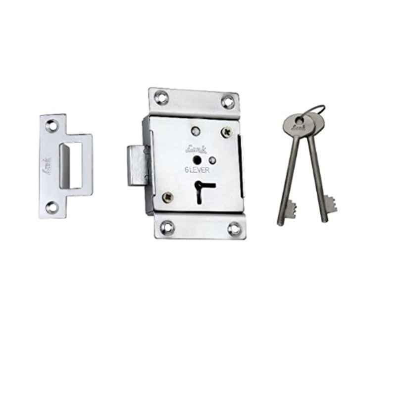 Link 85mm 6 Lever Silver Universal Drawer & Cupboard Lock with 2 Keys, 802