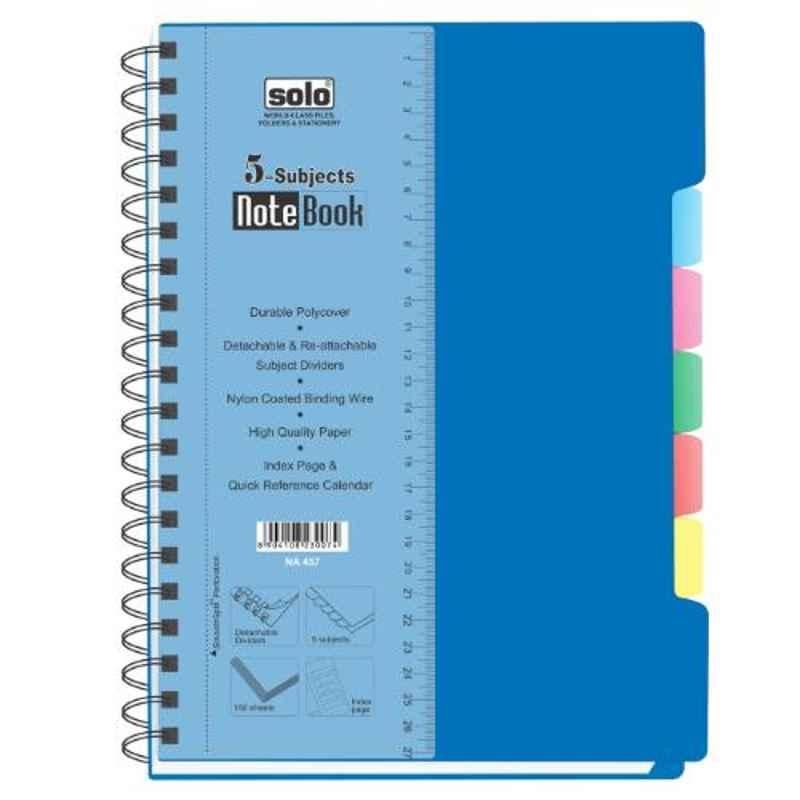 Solo 70GSM 28x21.5 cm Assorted 300 Pages 5-Subjects Notebook, NA457 (Pack of 10)