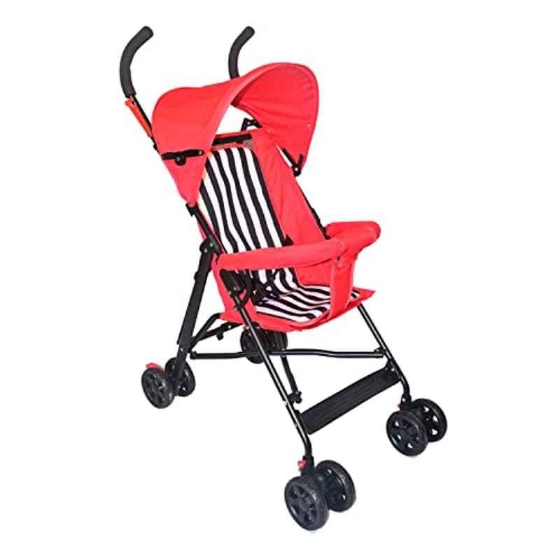 Safe-O-Kid Red Metal Foldable & Portable Safe Pram Buggy for 0-4 Years Baby, SOK9STRO002