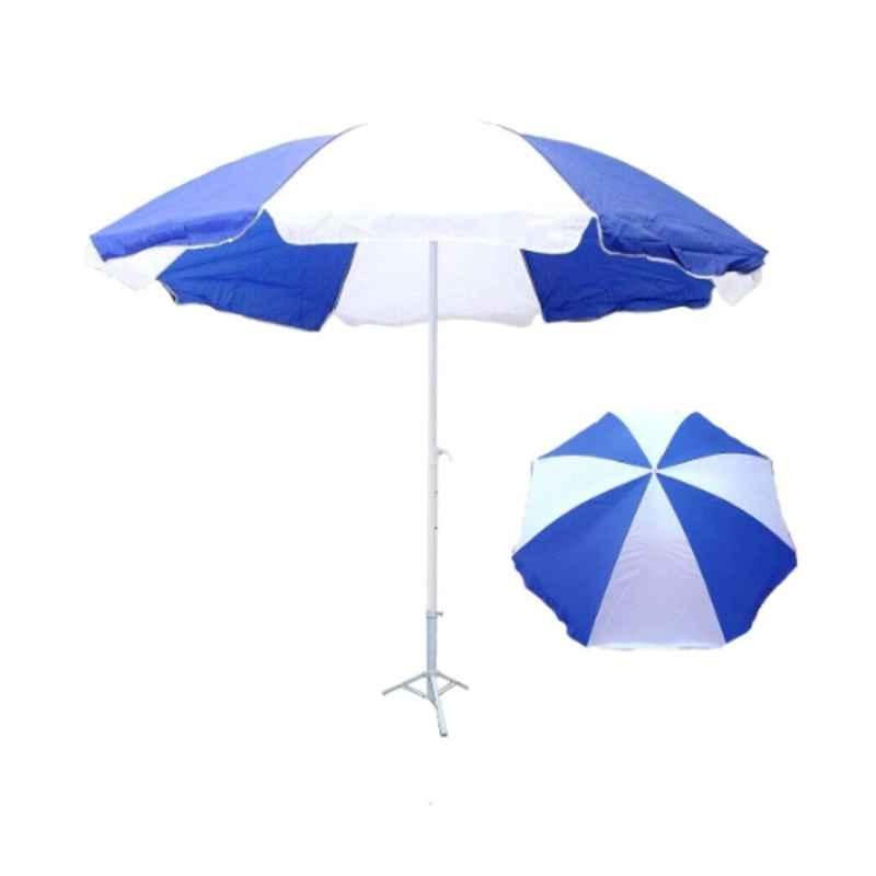 Signistics 7ft White & Blue Foldable Outdoor Umbrella with Tripod Stand, SU7FT3LBW01