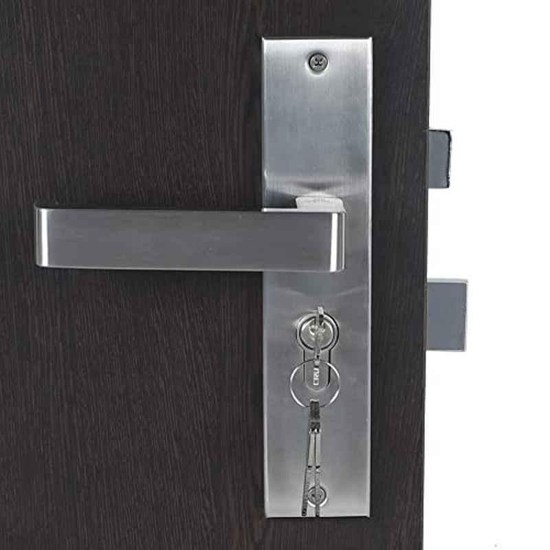 Homexpert Lumbretta-CYS-BSK 8 inch 60mm Stainless Steel Silver Cylindrical Plate Both Side Key Mortise Door Lock Set