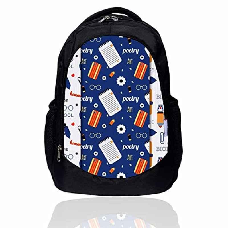 My Fav 30L Polyester Black Printed Laptop Backpack, MFB0092