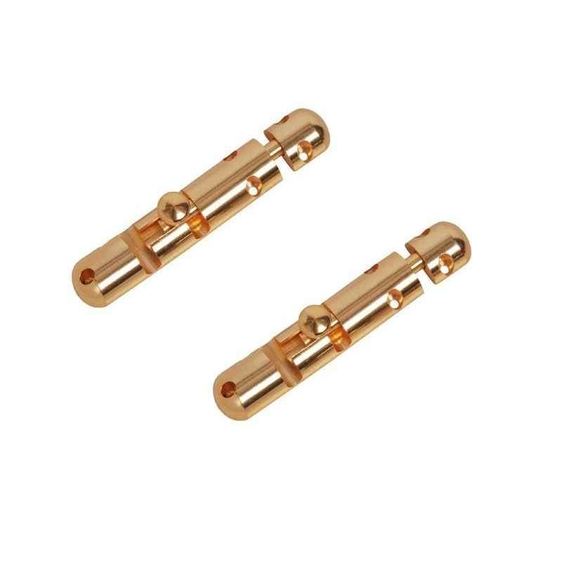 Smart Shophar 4 inch Brass Gold Capsule Tower Bolt, SHA10TW-CAPS-GL04-P2 (Pack of 2)