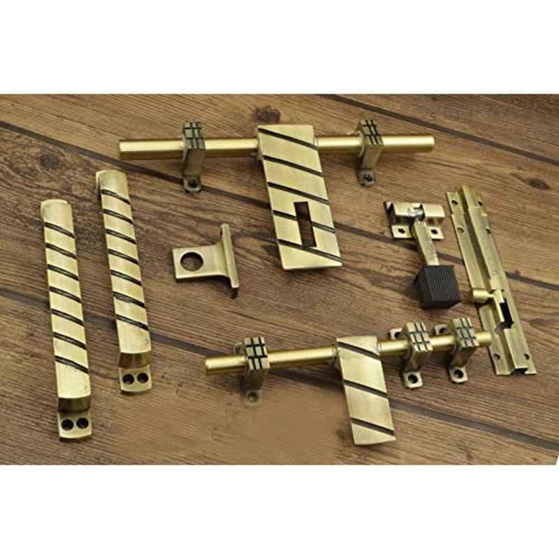 Jovial 6 Pcs Aluminium Antique Brass Single Door Fitting Accessories Kit, 1015-KT-125